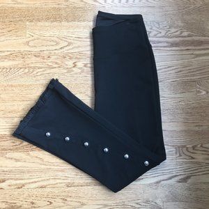 Black Boot Cut Pants with Button Detail